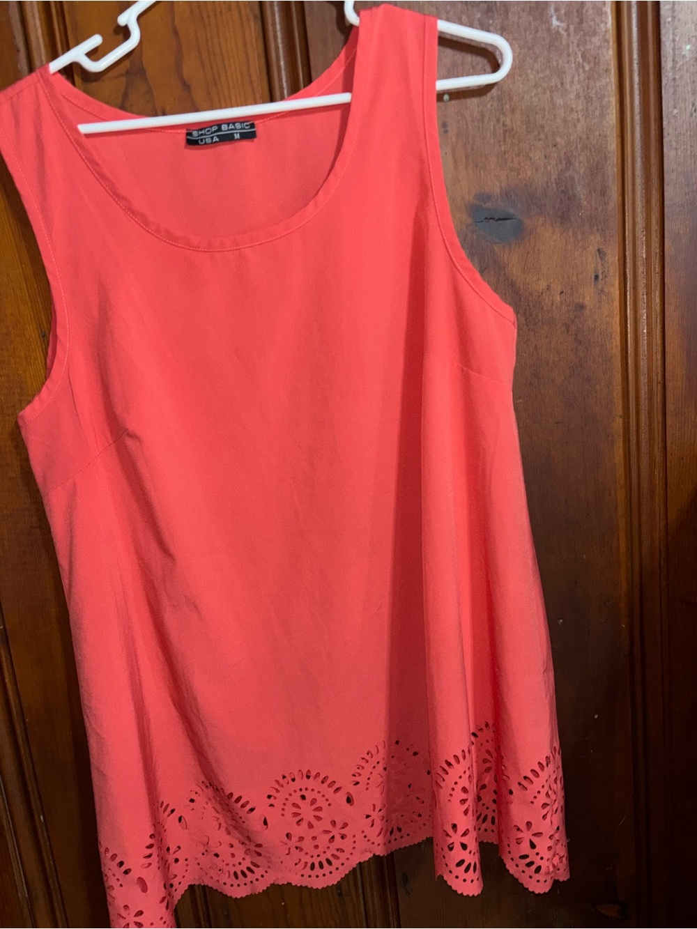 Coral and Beige Cut-Out Tunic Tank - Women - Picture 8 of 9